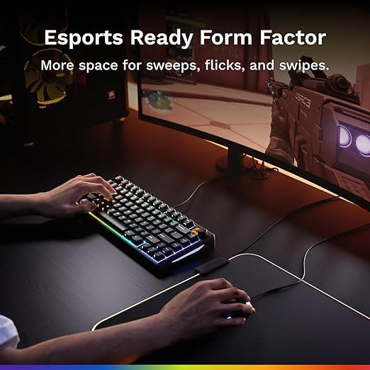 GLORIOUS Gaming Keyboard GMBK 75% - Swappable MX Compatible keycaps, Detachable USB Cable, IP57 Water and dust Resistant, 10 Zone RGB Lighting, Quiet switches - 321x137x41 mm - English QWERTY Layout