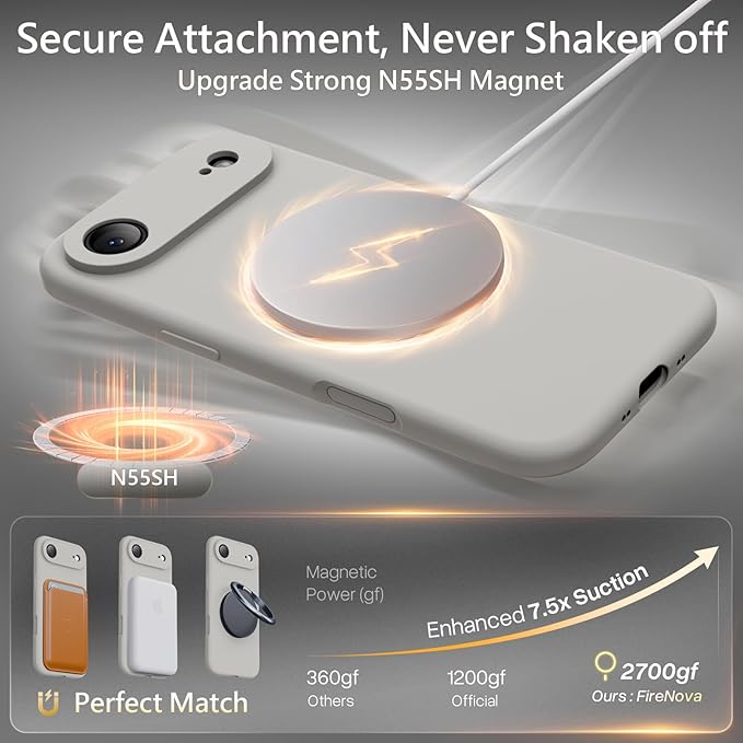 FireNova Magnetic for iPhone Air Case, Compatible with MagSafe, [Integrated Silicone Camera Control Button] [Camera Protection] Microfiber Lining Phone Case for iPhone 17 Air, 6.5", Natural Titanium