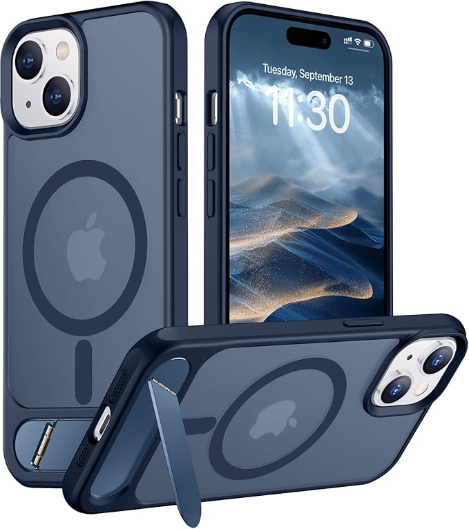 Magnetic Compatible with iPhone 15 Plus Case & iPhone 14 Plus Case, [Built-in Invisible Kickstand][Compatible with MagSafe][Military Grade Shockproof] Slim Translucent Matte Phone Case 6.7"