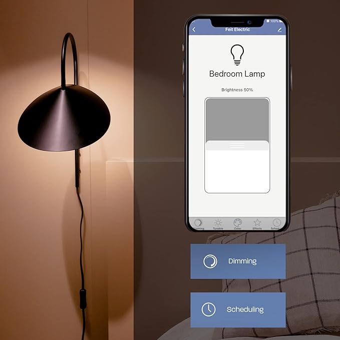 Feit Electric CFC40/927CA/FIL/AG 40 Watt Equivalent WiFi Dimmable, No Hub Required, Alexa or Google Assistant, Flame Tip Filament Chandelier LED Smart Light Bulb, 4.3" H x 1.4" D, 2700K Soft White