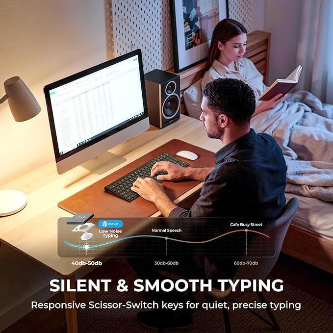 iClever BK10 SE Bluetooth Keyboard for Mac, Multi-Device Wireless Keyboard with Numeric Keypad, Standard Full Size Keys, USB-C Rechargeable, Compatible with Windows, macOS, iPadOS, Android (Black)