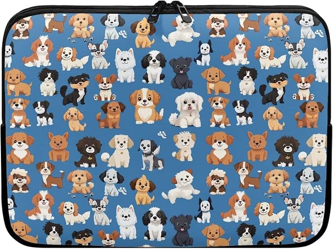 Puppy Dog Laptop Sleeve for Women Teen Girls 10inch Laptop Protector with Multiple Uses Lightweight Computer Sleeve Cute Tablet Bag Laptop Carrying Case Blue