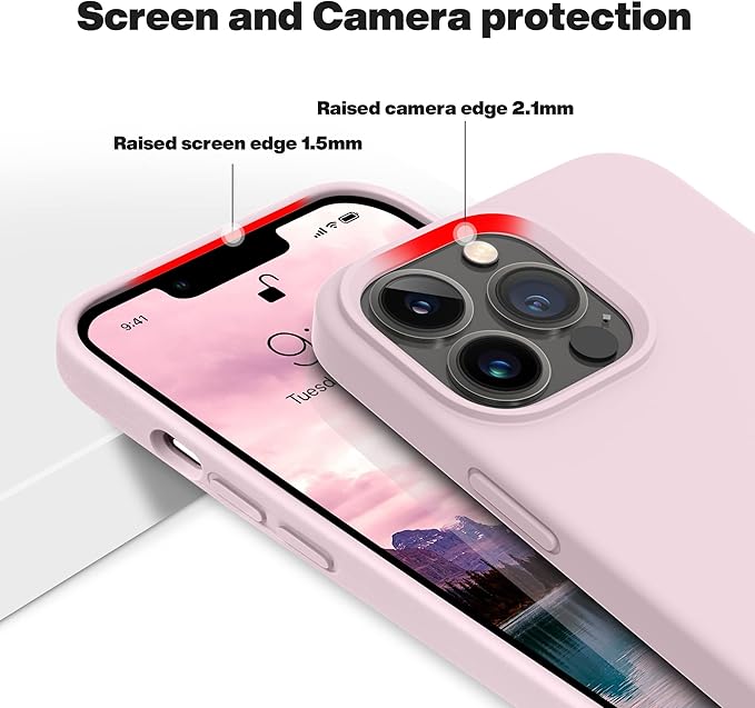 OTOFLY Designed for iPhone 13 Pro Max Case, Silicone Shockproof Slim Thin Phone Case for iPhone 13 Pro Max 6.7 inch (Ice Pink)