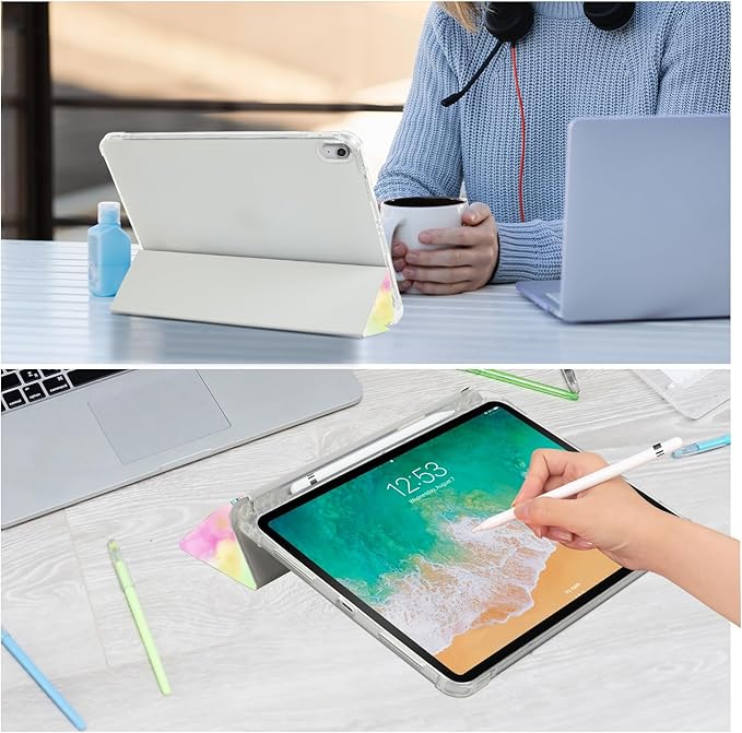 Vimorco for iPad (A16) Case 11th Generation 2025, for iPad 11th/10th Generation Case Pencil Holder, Typing Stand & 2 Viewing Angles, Faux Leather Slim Cover, Auto Sleep/Wake, Hummingbird & Lily