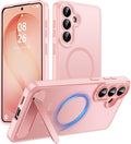 Magnetic for Samsung Galaxy S26+ Plus Case, [Compatible with MagSafe][Full Camera Protection][Built-in Invisible Kickstand] Translucent Matte Phone Case for S26 Plus 6.7" - Pink