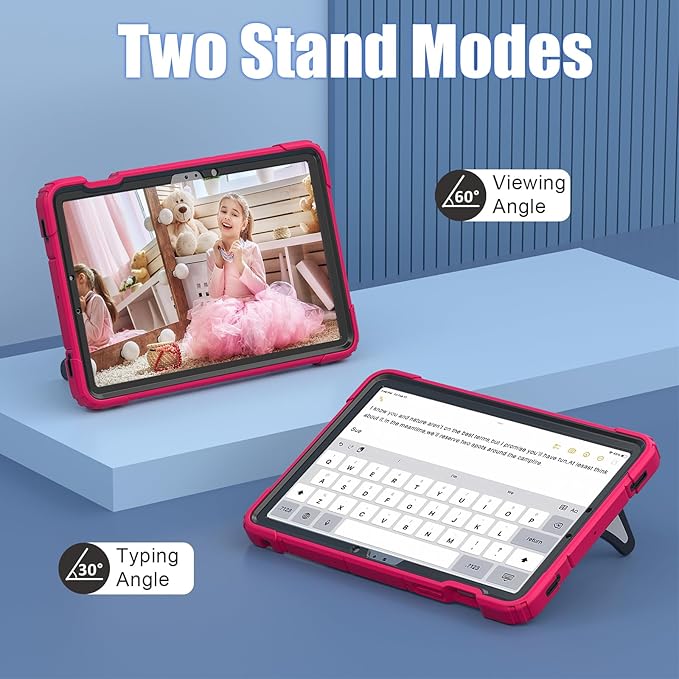 AKABEILA Compatible with Samsung Galaxy Tab S10 FE 2025/Tab S10 Lite 2025 Tablet Case，Lightweight Shockproof Rugged Protective Cover with Kickstand for Kids Children Boys Babies Strawberry Black