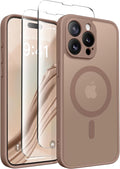 CAPRARO Magnetic for iPhone 15 Pro Max Case, [Compatible with MagSafe] [Full Camera Protection] Shockproof Protective Slim Translucent Matte Phone Case for iPhone 15 Pro Max 6.7'', Brown