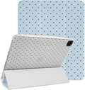 Lovmooful Compatible for iPad Pro 11-Inch,2022/2021/2020/2018 Model(4th/3rd/2nd/1st Generation) Case with Pencil Holder Cute Polka Dot with Aesthetic Design Soft TPU Trifold Stand Protective-Blue