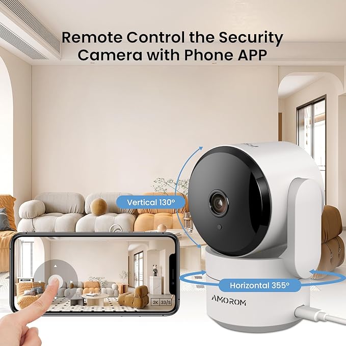 Indoor Security Camera with 360 Monitor, Home Cameras with 2-Way Audio, Night Vision, Motion Detection, Phone App, Cloud & SD Card Storage, Work with Alexa/Google, 2.4GHz WiFi and Bluetooth, 4 Pack