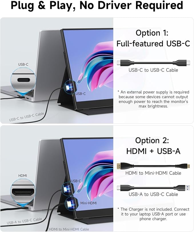 Portable Monitor 15.6 inch Ultra-Light Extended Monitor for Laptop 1080P FHD IPS Build-in Speakers HDMI USB-C Second Screen for Gaming PC mac Phone PS4/5 Switch Xbox with Kickstand Case