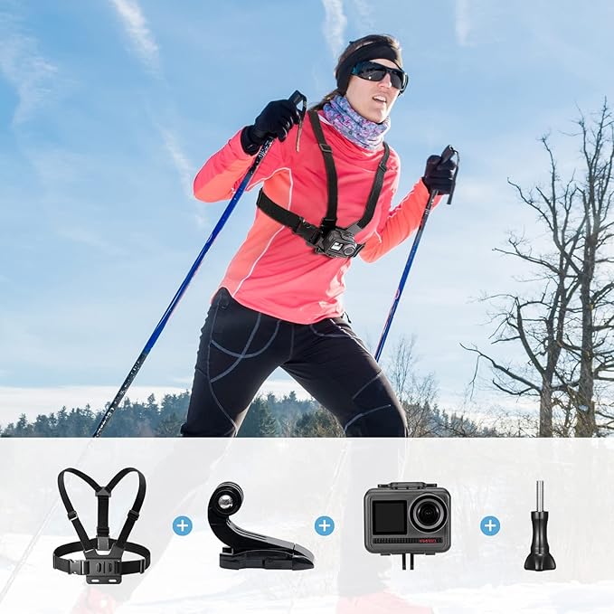 AKASO Action Camera Ski Kit Bundle for EK7000/EK7000 Pro/Brave 4/Brave 4 Pro/Brave 7 LE/Brave 7/Brave 8/V50X/V50 Pro/V50 Elite/GoPro Hero 13 12 11 10 9/DJI/Apexcam Action Camera