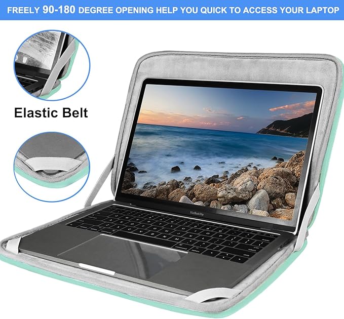Laptop Sleeve 15.6 Inch, Durable Shockproof Protective Cover Flip Case Briefcase Carrying Bag Compatible with 15.6" HP, ASUS, Lenovo, Acer, Notebook, Computer, Ultrabook, Chromebook, Light Blue