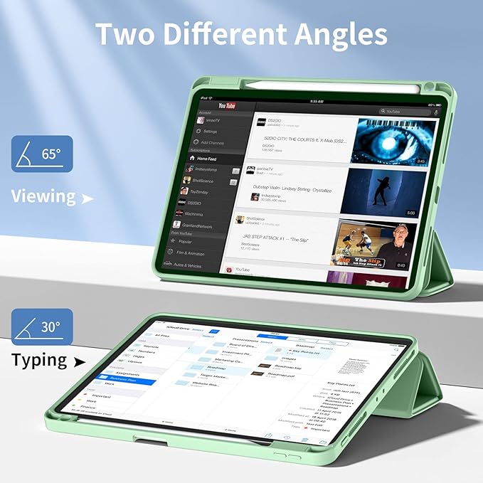 Wenlaty Compatible with iPad Pro 11 Inch Case 4th/3rd/2nd Generation with Pencil Holder, for iPad 11 Pro Case 2022/2021/2020, Protective Trifold Cover with Soft TPU Back, Auto Wake/Sleep, Matcha Green