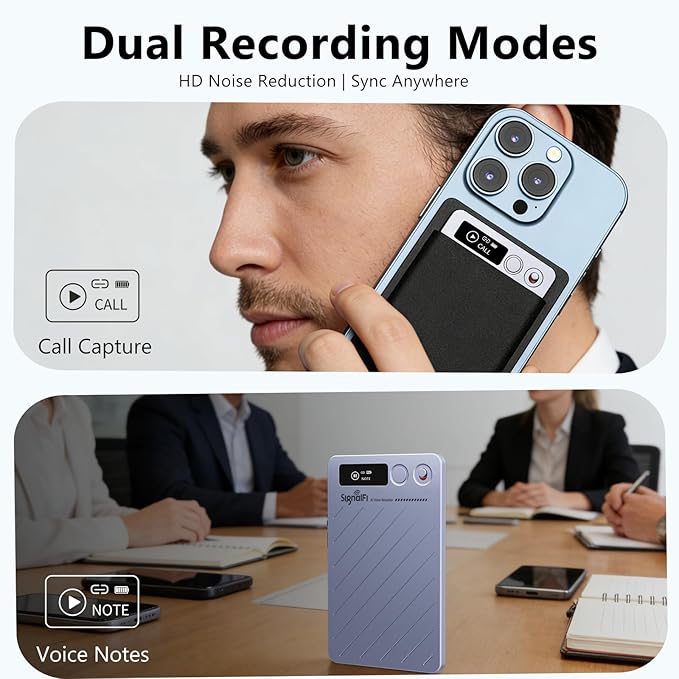 AI Voice Recorder w/Case, AI Note Taker & App Control, AI Transcription and Summary, Noise Cancellation, 152 Languages, 64GB Digital Audio Recorder for Meetings, Lectures & Calls
