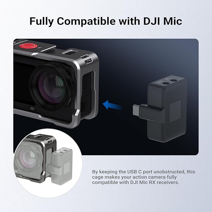 NEEWER Basics Action Camera Cage Compatible with DJI Osmo Action 6 Accessories, Aluminum Alloy Protective Expansion Frame Case with 1/4" Screw Adapter & Cold Shoe Mount for Tripod Selfie Stick, AC061