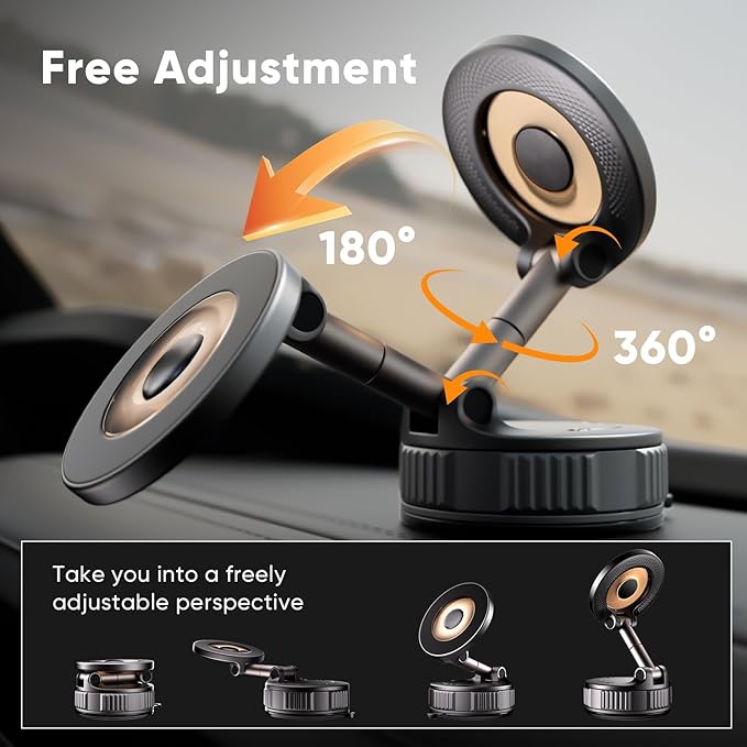 Phone Holders for Your Car, Car Phone Holder for Magsafe [Upgraded Strongest Suction & Magnetic] 360° Adjustable Magnetic Car Phone Mount for Your Car/Gym/Mirror Mount for iPhone & Android | Best Gift