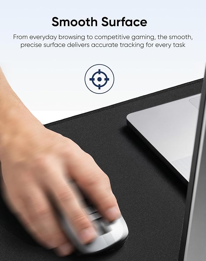 Reniteco Waterproof Large Gaming Mouse Pad with Durable Stitched Edges, Non-Slip Rubber Base, Grainy Jacquard Mouse Mat Desk Pad for Home Office Gaming, 31.5''x11.8''x0.12'', Matte Black