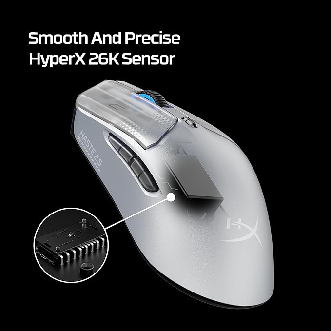 HyperX Pulsefire Haste 2 S – Wireless Gaming Mouse for PC – 64g, Magnesium Alloy Shell, Rechargeable li-ion Battery, 26K Sensor, Dual Wireless, Glass Skates, Navy
