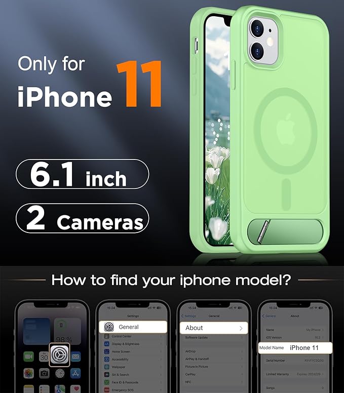 Magnetic Compatible with iPhone 11 Phone Case, [Built-in Invisible Kickstand][Compatible with MagSafe] [Military Grade Shockproof] Slim Translucent Matte Phone Case for iPhone 11 6.1"