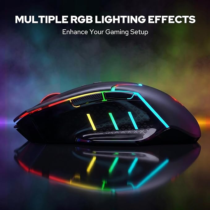 Redragon M690 MAX Wireless Gaming Mouse, Tri-Mode RGB Mice w/ 7 Macro Buttons, 12800 DPI, 400mAh Rechargeable Mouse for PC/Mac/Laptop