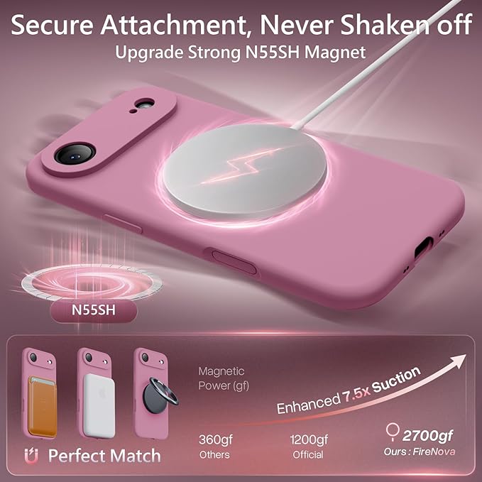 FireNova Magnetic for iPhone Air Case, Compatible with MagSafe, [Integrated Silicone Camera Control Button] [Camera Protection] Microfiber Lining Phone Case for iPhone 17 Air, 6.5", Lilac Purple