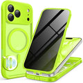 BERFY for iPhone 17 Pro Max Case, Compatible with MagSafe, Built-in Privacy Screen Protector, Camera Protection, Shockproof Full Body Phone Case 6.9", Translucent Bright Green