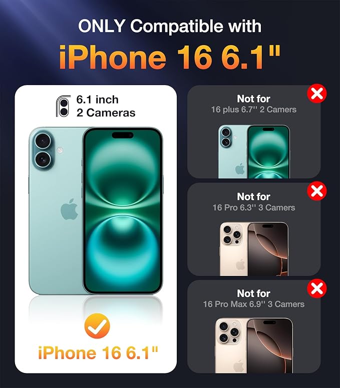 Diaclara Designed for iPhone 16 Case, Full Body Rugged Case with Built-in Touch Sensitive Anti-Scratch Screen Protector, Upgraded [Full Camera Protection] for iPhone 16 6.1" (Teal)