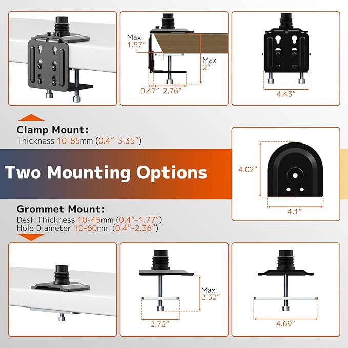PUTORSEN Triple Monitor Mount for Up to 49" Ultrawide and 32" Monitors per Side Arm, Extra Tall 3 Monitor Desk Mount Holds up to 44 lbs, VESA 75/100 mm