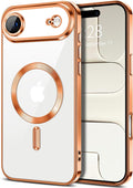 Hython Magnetic Clear for iPhone Air Case with Camera Lens Protector [Compatible with MagSafe] Luxury Plating Edge Slim Soft TPU Cover Protective Phone Case for iPhone Air 6.5", Orange