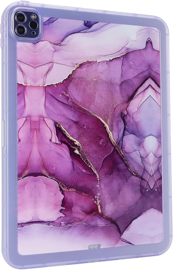 for iPad Pro 12.9 inch Tablet Case 6th/5th/4th/3rd Generation (2022/2021/2020/2018) Lightweight Glitter Bling Soft TPU Back Shockproof Cover Flexible Silicone Bumper Shell, Purple Marble