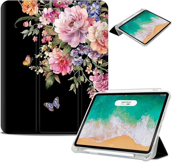 Vimorco for iPad Air 11 Inch Case M4 2026, for iPad Air 5th/4th Gen Cases 10.9-inch,for iPad Pro 11 Inch Case 4th/3rd/2nd/1st Generation,2 Viewing Stands/Typing Stand/Slim/Pencil Holder, Pink Flowers