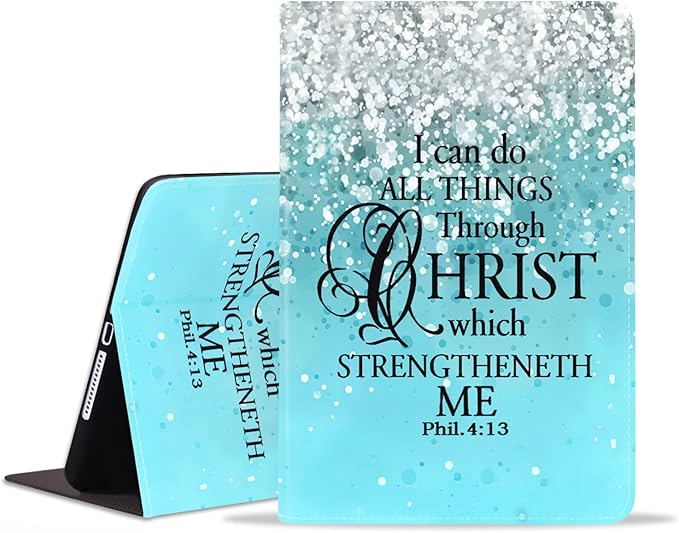 WEUIUJKILO Case for iPad (A16) 11th Generation 11 Inch 2025, iPad 10th Generation 10.9 Inch 2022, Slim PU Leather Folding Stand Smart Cover with Auto Sleep/Wake, Bible Verse Philippians 4-13