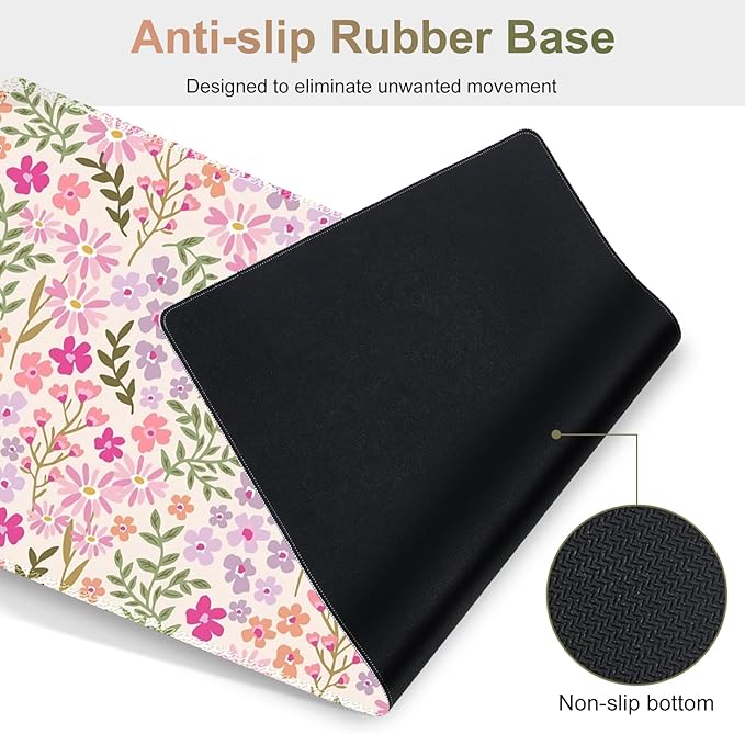 Large Gaming Mouse Pad Set, Ergonomics Keyboard Desk Mat with Memory Foam Wrist Rest, Computer PC Extended Game Mousepad, Non-Slip Desk Matt Easy Typing Pain Relief I Artistic Colroful Flowers
