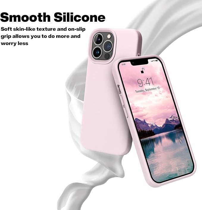 OTOFLY Designed for iPhone 13 Pro Max Case, Silicone Shockproof Slim Thin Phone Case for iPhone 13 Pro Max 6.7 inch (Ice Pink)