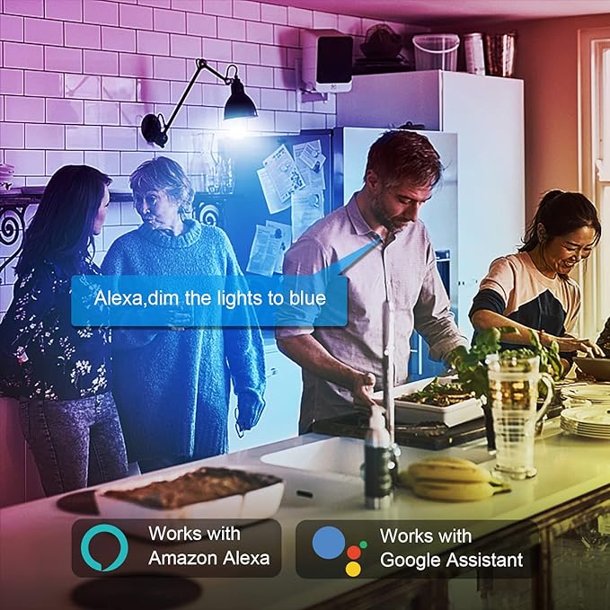 DAYBETTER WiFi Color Changing Smart Bulbs, Alexa & Google Home Compatible, Music Sync, A19/E26 9W 810LM Smart Home Lighting, 2 Pack