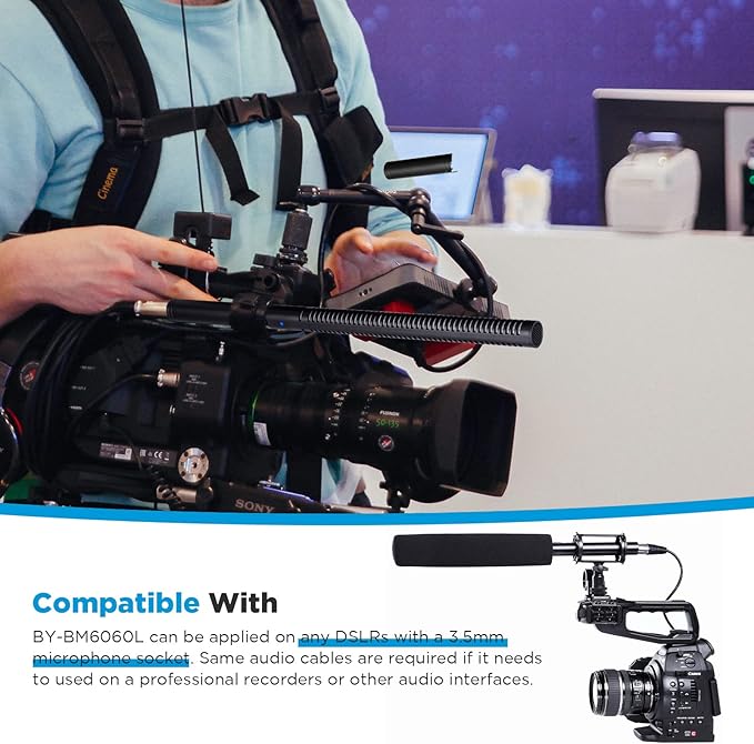 BOYA BY-BM6060L External Shotgun Microphone for Camera DSLR,Super-Cardioid Mic with Shockmount for Film Vlog, Professional Condenser Microphones for Video Recording Voice Interview YouTube
