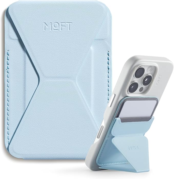 MOFT Magnetic Wallet Stand Compatible with iPhone 16/15/14/13/12 Series, Angle Adjustment & Magsafe Compatible MOVAS Phone Stand, Soothing Mist