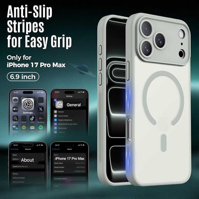 Symcele Designed for iPhone 17 Pro Max Case, Compatible with MagSafe, [Camera Protection] [15FT Military Drop Protection] Shockproof Translucent Matte Anti-Slip Phone Case, 6.9", Calke Green