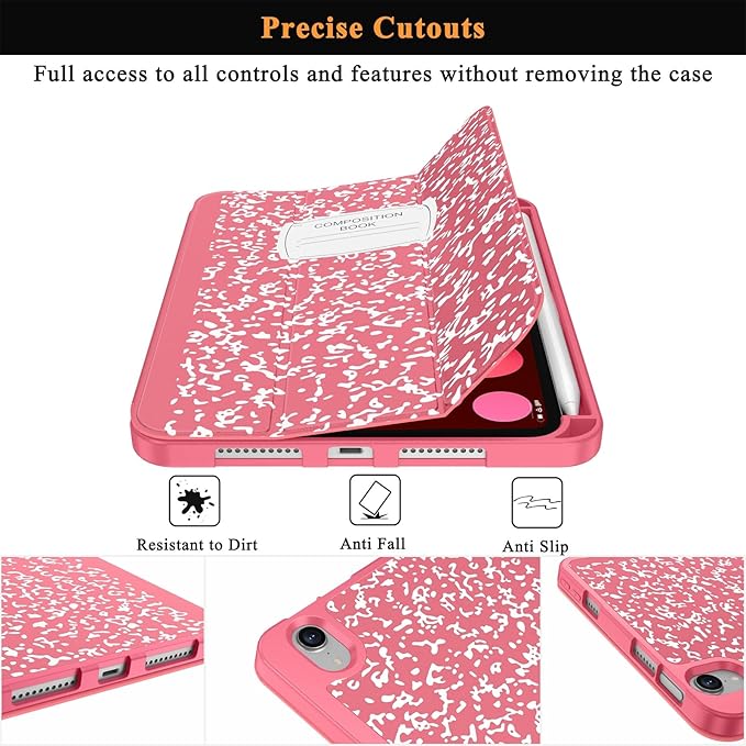Soke Case for iPad mini 7(A17 Pro) 2024/iPad Mini 6 2021 8.3 inch with Pencil Holder-[Pencil Charging + Auto Wake/Sleep], Soft TPU Back Cover for iPad mini 7th/6th Generation(Book Watermelon)