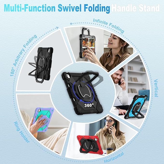 WESOROL Case for iPad Pro 13 Inch M5 2025 / M4 2024 (7th Gen) with Screen Protector/360° Rotating Stand/Pencil Holder/Shoulder Strap,Military Grade Shockproof iPad Case 13 Inch iPad Pro M5/M4,Black