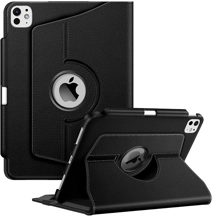 Fintie Rotating Case for iPad Pro 11-inch (M5) 2025 / (M4) 2024 - [Built-in Pencil Holder] 360 Degree Swiveling Smart Stand Protective Cover, Auto Sleep/Wake, Black