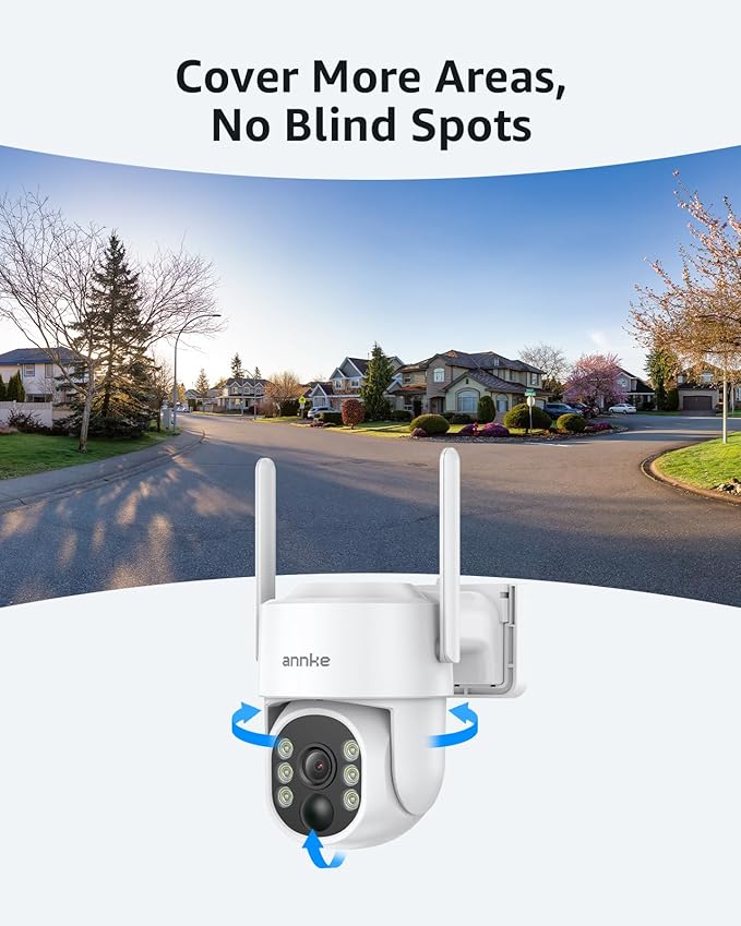 ANNKE 2.5K Solar Security Cameras Wireless Outdoor, 2 Pack 360° View Pan/Tilt Dome Cameras for Home Surveillance, Full-Color Night Vision, Two-Way Audio, Smart PIR Motion Sensor, IP65, 2.4 & 5GHz WiFi