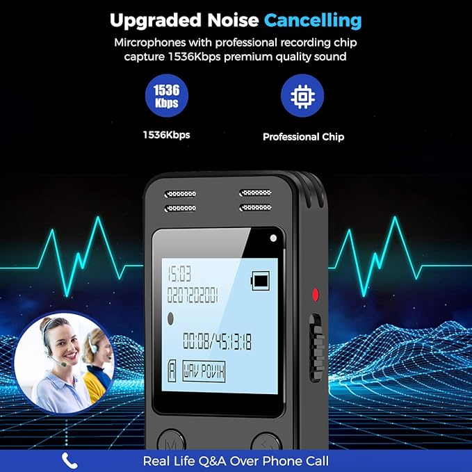 128GB Digital Voice Recorder for Lectures Meetings - EVIDA 9296 Hours Voice Activated Recording Device Audio Recorder with Playback,Password
