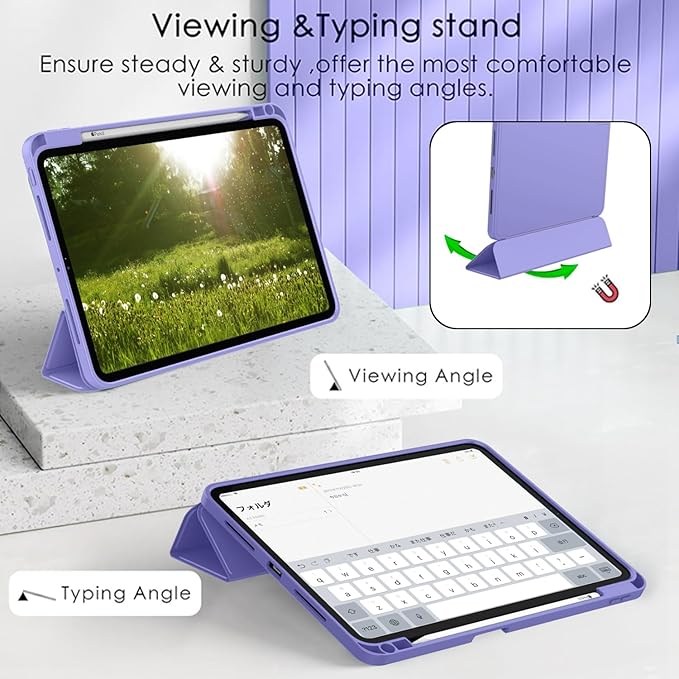 ZryXal New iPad Pro 13 Inch Case (M5) 2025 / (M4) 2024 with Pencil Holder, Smart iPad Case [Support Pencil Pro and Pencil (USB-C)], Support Touch ID and Auto Wake/Sleep (Slate Blue)
