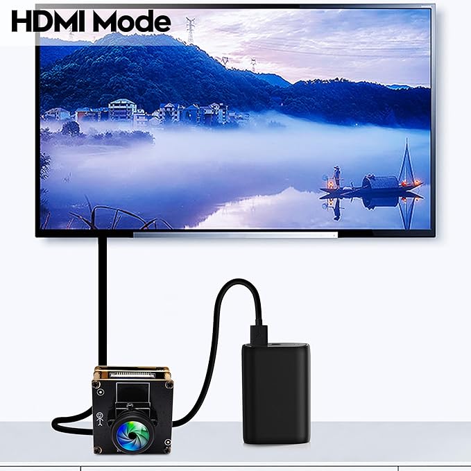 HDMI 4K Webcam - USB HDMI Simultaneous Output Streaming Camera - 2X Digital Zoom, 180 Degree Fisheye Lens - PC Camera for Raspberry Pi, Jetson Nano, Laptop, Online Teaching