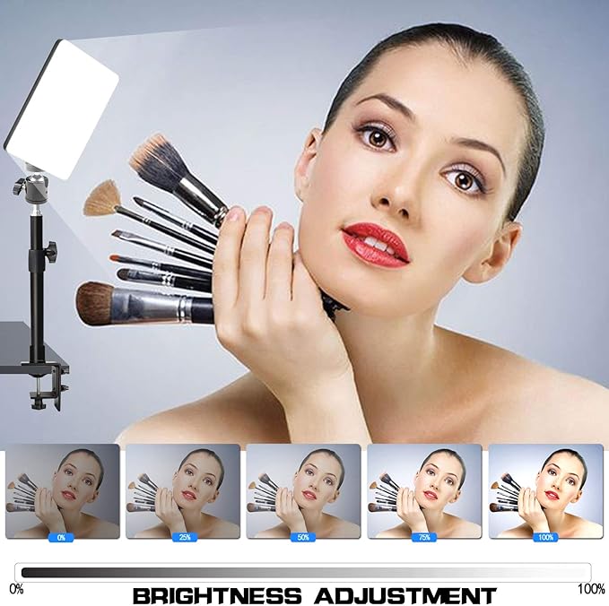 LED Desk Bi-Color Video Light, Key Light with C-Clamp Stand, 2700K-5700K Dimmable, Wireless Remote, Studio Photography Lighting