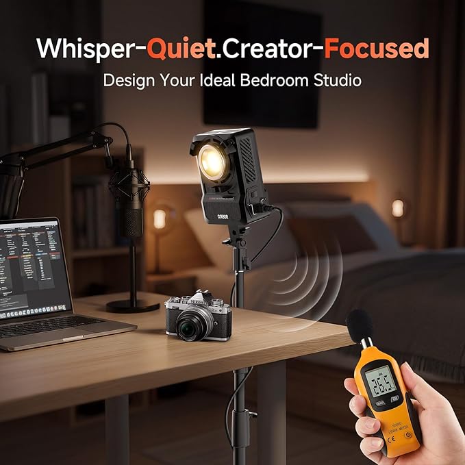 COLBOR 200W LED Video Light, Built-in Power Adapter Design, Bi-Color 2700K-7000K COB Studio Light with Bowens Mount, CRI 96+, Key Light for Live Streaming, Video Recording, YouTube, TikTok