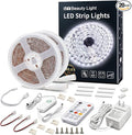MY BEAUTY LIGHT LED Strip Lights White,65.6ft Dimmable LED Light Strip with RF Remote,1200 Bright 6500K 2835 LEDs,Plug-in Adhesive Rope Lights with Timing Mode for Living Room Bedroom Kitchen