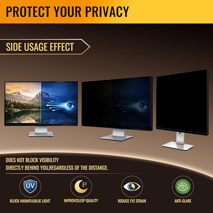 18.5 Inch Privacy Screen for Monitor with 16:9 Widescreen Monitor Blue Light Screen Protector - Anti-Glare - Anti-Scratch Protector Film for Data Confidentiality Privacy Shield [2 Pack]