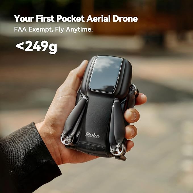 Ruko U11MINI 4K (RC3), Professional 8K Drone with 5.5" Touchcreen, Drones with camera for Adults 4K Video, 3-Axis Gimbal, 20000ft FPV Transmission, Under 249g FAA Exempt, Beginner (64-Min Flight)